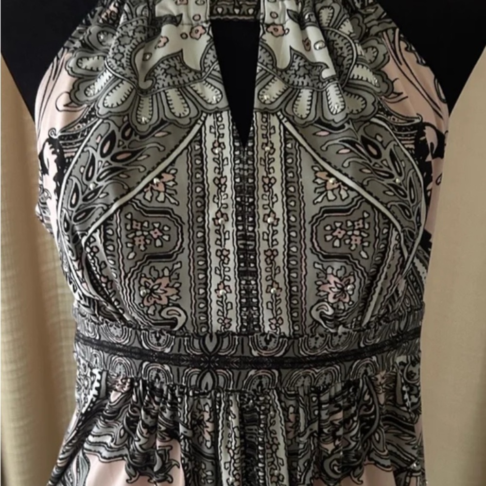 INC International Concepts Black and Cream Patterned Top